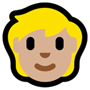 Émoji 👱🏼 Personne Blonde : Peau Moyennement Claire sur Microsoft Windows 11.
