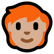 🧑🏼‍🦰 Emoji Erwachsener: mittelhelle Hautfarbe, rotes Haar Microsoft Windows 11.