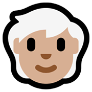 Émoji 🧑🏼‍🦳 Adulte : Peau Moyennement Claire Et Cheveux Blancs sur Microsoft Windows 11.
