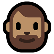 Emoji 🧔🏽 Uomo Con La Barba: Carnagione Olivastra su Microsoft Windows 11.