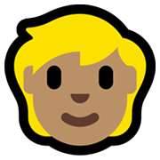 Émoji 👱🏽 Personne Blonde : Peau Légèrement Mate sur Microsoft Windows 11.