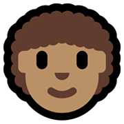 Emoji 🧑🏽‍🦱 Persona: Carnagione Olivastra E Capelli Ricci su Microsoft Windows 11.