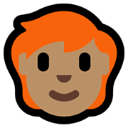 🧑🏽‍🦰 Emoji Erwachsener: mittlere Hautfarbe, rotes Haar Microsoft Windows 11.