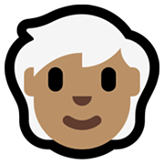 Émoji 🧑🏽‍🦳 Adulte : Peau Légèrement Mate Et Cheveux Blancs sur Microsoft Windows 11.