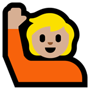 🙋🏼 Emoji Persona Con La Mano Levantada: Tono De Piel Claro Medio en Microsoft Windows 11.