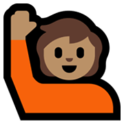 Emoji 🙋🏽 Persona Con Mano Alzata: Carnagione Olivastra su Microsoft Windows 11.