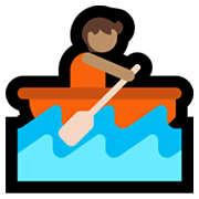 Émoji 🚣🏽 Personne Ramant Dans Une Barque : Peau Légèrement Mate sur Microsoft Windows 11.