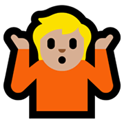 🤷🏼 Emoji schulterzuckende Person: mittelhelle Hautfarbe Microsoft Windows 11.