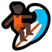 Emoji 🏄🏿 Persona Che Fa Surf: Carnagione Scura su Microsoft Windows 11.