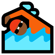 🏊🏾 Emoji Pessoa Nadando: Pele Morena Escura na Microsoft Windows 11.