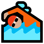 Emoji 🏊🏼 Persona Che Nuota: Carnagione Abbastanza Chiara su Microsoft Windows 11.