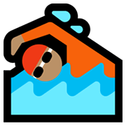 Emoji 🏊🏽 Persona Che Nuota: Carnagione Olivastra su Microsoft Windows 11.