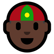 👲🏿 Emoji Hombre Con Gorro Chino: Tono De Piel Oscuro en Microsoft Windows 11.