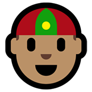 👲🏽 Emoji Mann mit chinesischem Hut: mittlere Hautfarbe Microsoft Windows 11.