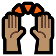 🙌🏽 Emoji Mãos Para Cima: Pele Morena na Microsoft Windows 11.