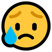 Emoji 😥 Faccina Delusa Ma Sollevata su Microsoft Windows 11.