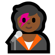 🧑🏾‍🎤 Emoji Cantante: Tono De Piel Oscuro Medio en Microsoft Windows 11.