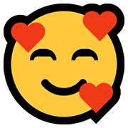 Emoji 🥰 Faccina Con Cuoricini su Microsoft Windows 11.