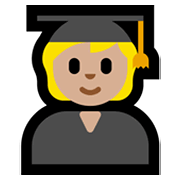 Emoji 🧑🏼‍🎓 Studente: Carnagione Abbastanza Chiara su Microsoft Windows 11.