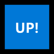 🆙 Emoji Schriftzug „UP!“ im blauen Quadrat Microsoft Windows 11.