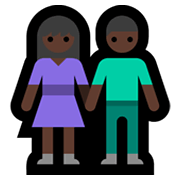 👫🏿 Emoji Mann und Frau halten Hände: dunkle Hautfarbe Microsoft Windows 11.