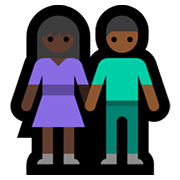 👩🏿‍🤝‍👨🏾 Emoji Mann und Frau halten Hände: dunkle Hautfarbe, mitteldunkle Hautfarbe Microsoft Windows 11.