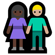 👩🏿‍🤝‍👨🏼 Emoji Mann und Frau halten Hände: dunkle Hautfarbe, mittelhelle Hautfarbe Microsoft Windows 11.