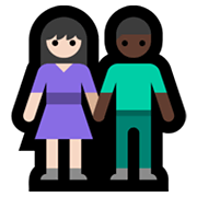👩🏻‍🤝‍👨🏿 Emoji Mann und Frau halten Hände: helle Hautfarbe, dunkle Hautfarbe Microsoft Windows 11.