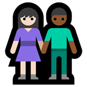 Emoji 👩🏻‍🤝‍👨🏾 Uomo E Donna Che Si Tengono Per Mano: Carnagione Chiara E Carnagione Abbastanza Scura su Microsoft Windows 11.