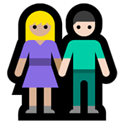 Émoji 👩🏼‍🤝‍👨🏻 Femme Et Homme Se Tenant La Main : Peau Moyennement Claire Et Peau Claire sur Microsoft Windows 11.