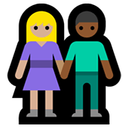 👩🏼‍🤝‍👨🏾 Emoji Mann und Frau halten Hände: mittelhelle Hautfarbe, mitteldunkle Hautfarbe Microsoft Windows 11.
