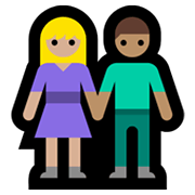Émoji 👩🏼‍🤝‍👨🏽 Femme Et Homme Se Tenant La Main : Peau Moyennement Claire Et Peau Légèrement Mate sur Microsoft Windows 11.