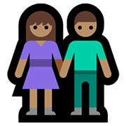 👫🏽 Emoji Mann und Frau halten Hände: mittlere Hautfarbe Microsoft Windows 11.