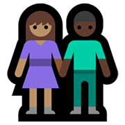 Emoji 👩🏽‍🤝‍👨🏿 Uomo E Donna Che Si Tengono Per Mano: Carnagione Olivastra E Carnagione Scura su Microsoft Windows 11.