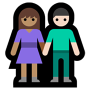 Emoji 👩🏽‍🤝‍👨🏻 Uomo E Donna Che Si Tengono Per Mano: Carnagione Olivastra E Carnagione Chiara su Microsoft Windows 11.