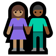 👩🏽‍🤝‍👨🏾 Emoji Mann und Frau halten Hände: mittlere Hautfarbe, mitteldunkle Hautfarbe Microsoft Windows 11.