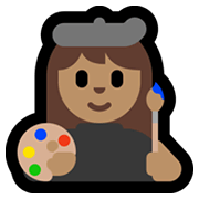 Emoji 👩🏽‍🎨 Artista Donna: Carnagione Olivastra su Microsoft Windows 11.