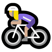 Emoji 🚴🏼‍♀️ Ciclista Donna: Carnagione Abbastanza Chiara su Microsoft Windows 11.
