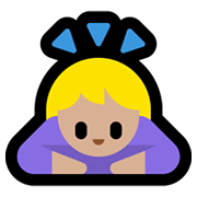 Emoji 🙇🏼‍♀️ Donna Che Fa Inchino Profondo: Carnagione Abbastanza Chiara su Microsoft Windows 11.