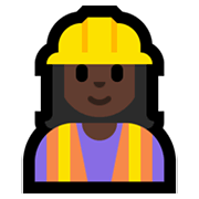 👷🏿‍♀️ Emoji Bauarbeiterin: dunkle Hautfarbe Microsoft Windows 11.
