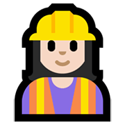 Emoji 👷🏻‍♀️ Operaia Edile: Carnagione Chiara su Microsoft Windows 11.