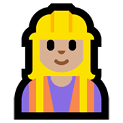 👷🏼‍♀️ Emoji Pedreira: Pele Morena Clara na Microsoft Windows 11.