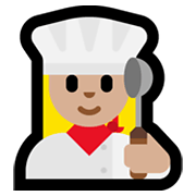 Emoji 👩🏼‍🍳 Cuoca: Carnagione Abbastanza Chiara su Microsoft Windows 11.