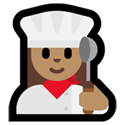 Émoji 👩🏽‍🍳 Cuisinière : Peau Légèrement Mate sur Microsoft Windows 11.