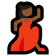 💃🏾 Emoji Mulher Dançando: Pele Morena Escura na Microsoft Windows 11.