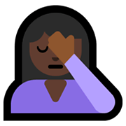 🤦🏿‍♀️ Emoji sich an den Kopf fassende Frau: dunkle Hautfarbe Microsoft Windows 11.