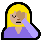 Emoji 🤦🏼‍♀️ Donna Esasperata: Carnagione Abbastanza Chiara su Microsoft Windows 11.