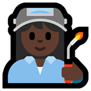 Emoji 👩🏿‍🏭 Operaia: Carnagione Scura su Microsoft Windows 11.