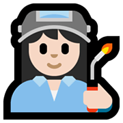 Emoji 👩🏻‍🏭 Operaia: Carnagione Chiara su Microsoft Windows 11.