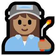 👩🏽‍🏭 Emoji Fabrikarbeiterin: mittlere Hautfarbe Microsoft Windows 11.